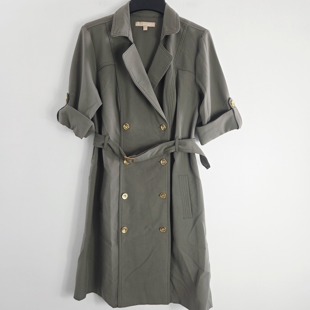 Hope & Harlow Olive Green Double-Breasted Trench Coat